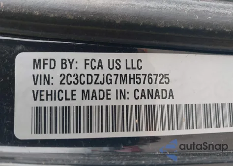 2021 Dodge Challenger Gt z USA, uszkodzony, nr VIN 2C3CDZJG7MH576725